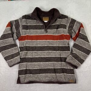 Laundromat Mens‎ Large Striped Wool 1/4 Zip Sweater Pullover Heavyweight Casual
